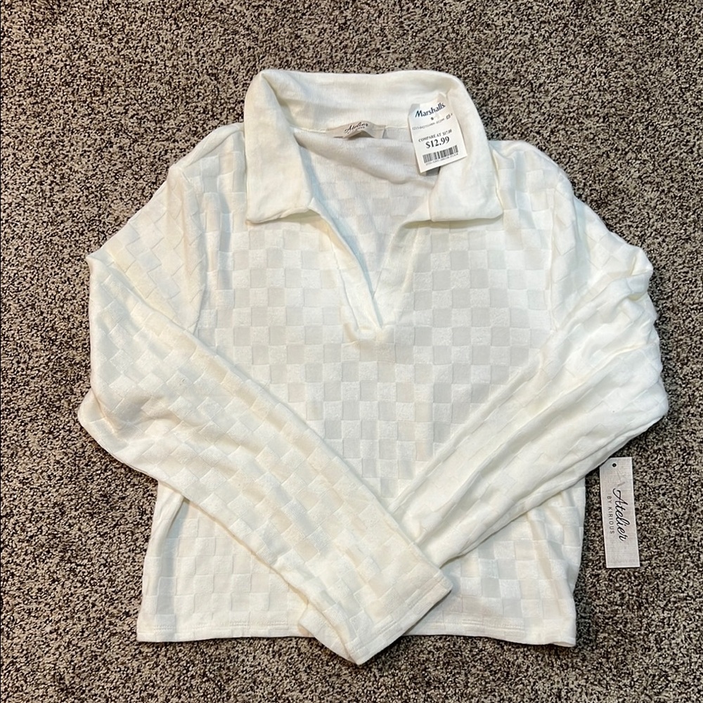 Collared Women's White Sweater